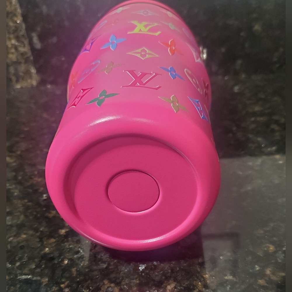 Stanley Pink Tumbler with Multicolor Design - Picture 3 of 6